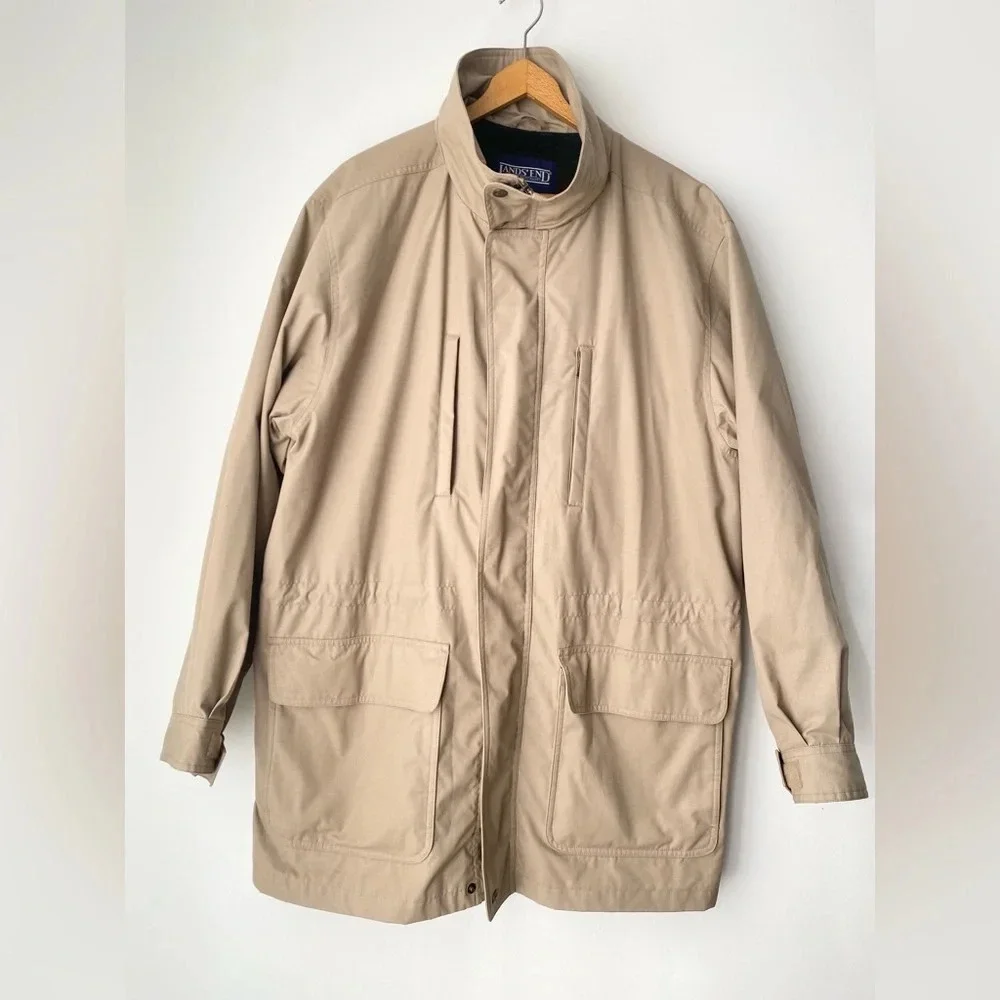Vintage Land’s End Jacket Men’s Medium Chore Coat Blanket Lined Wool Barn Jacket
